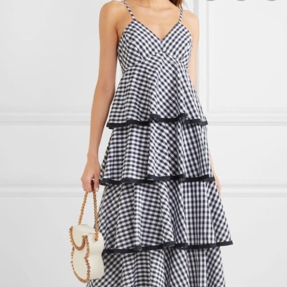J. Crew Dresses & Skirts - J. Crew Spiro Gingham Tiered Maxi Dress Gown | Navy Blue | Size 2